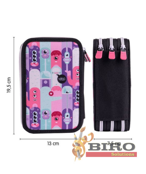 Penar școlar Milan „Aliens” cu 3 compartimente și umplutură